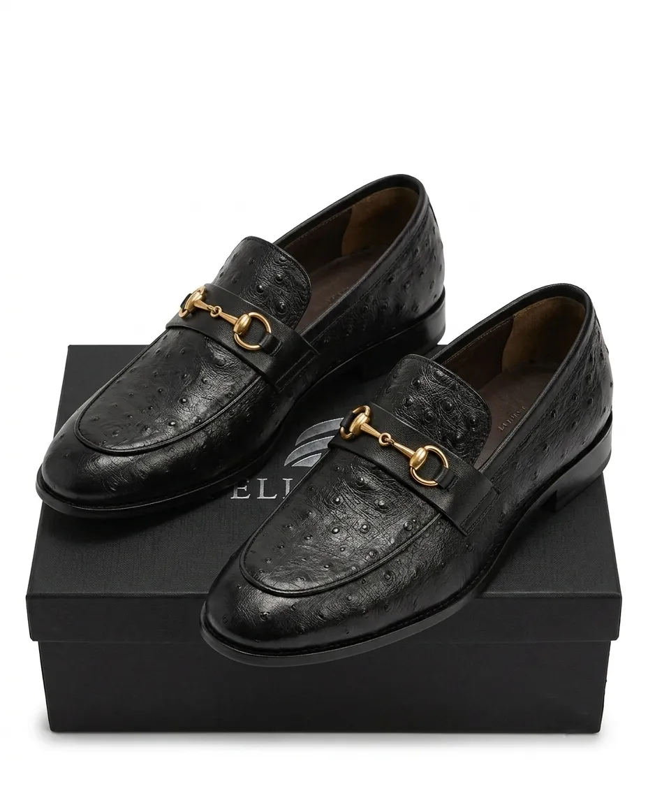Black Ostrich Horsebit Loafers | Pelle Sole — alternate view